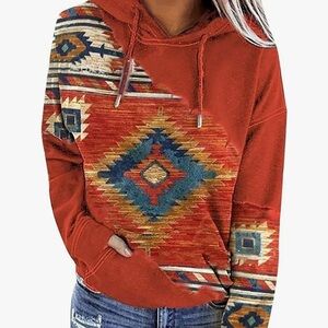 Women's Western Sweatshirt Aztec Hoodie Aztec Jacket for Women Geometric Ethnic